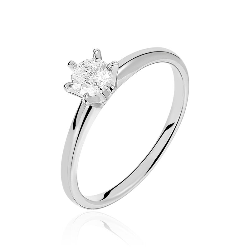 Solitaire Or Blanc Et Diamant - Spannringe Damen | OROVIVO
