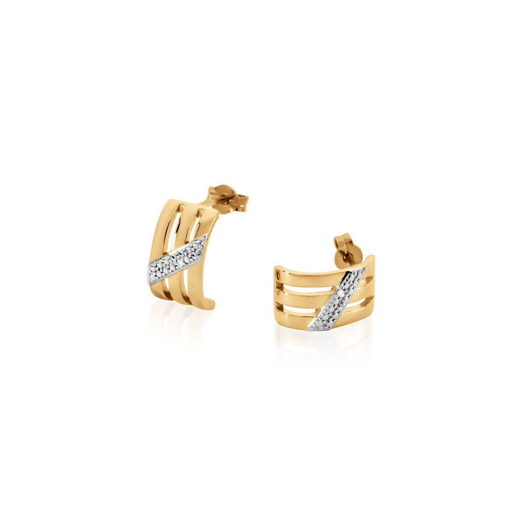 LIORA Damen Ohrstecker Gold 375 (9 Karat) Diamant Wei&szlig; 0,01 ct