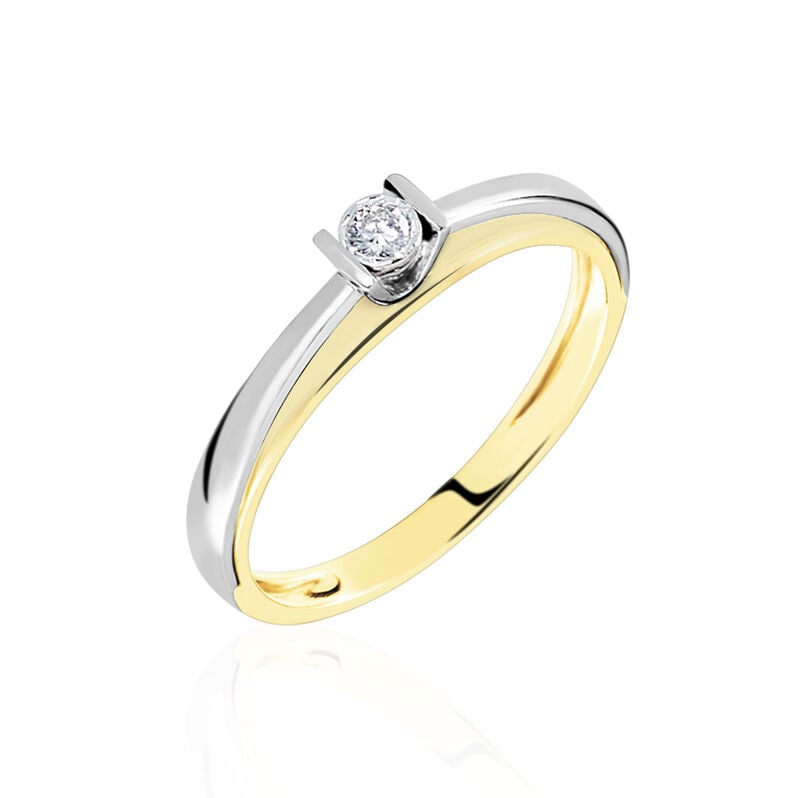 MICHAELA OV Damen Ring Gold Bicolor 375 (9 Karat) Diamant Wei&szlig; 0,04 ct B 2 mm - Verlobungsringe Damen | OROVIVO