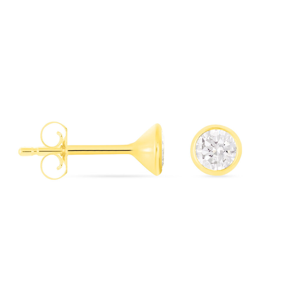 RAGNA Damen Ohrstecker Gold 585 (14 Karat) Zirkonia Wei&szlig; Kreis