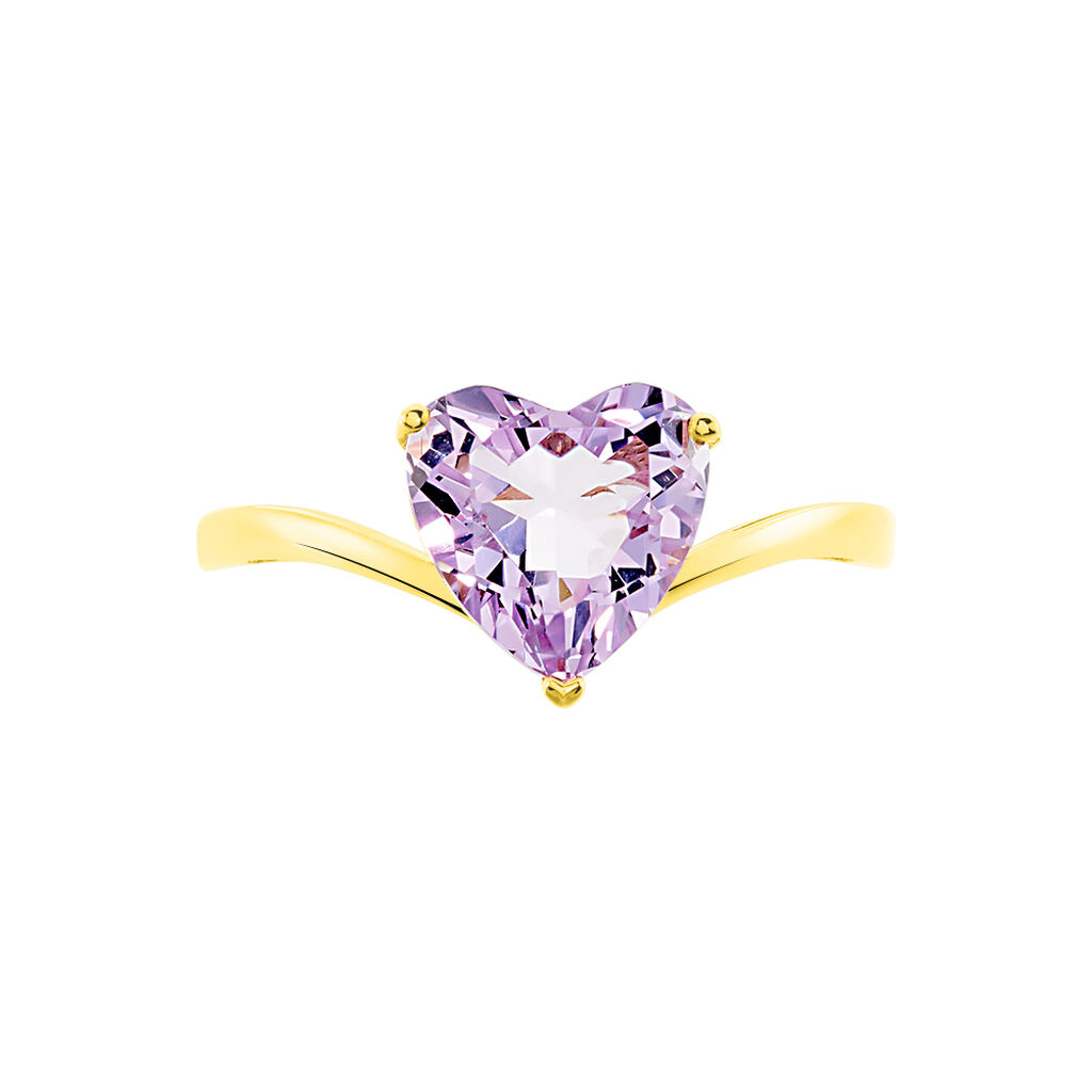 Bague Or Jaune Aaliyah Forme Cœur Amethyste - Spannringe Damen | OROVIVO
