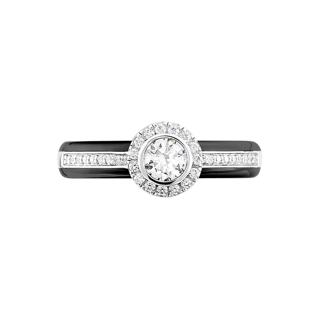 Bague Solitaire Solitaire Argent Blanc Céramique Et Oxyde De Zirconium - Spannringe Damen | OROVIVO