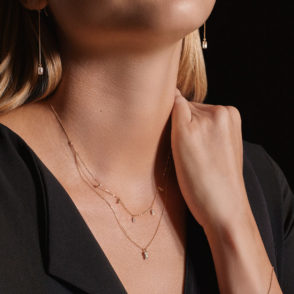 Damen Collier Gold 375 Zirkonia Tropfen Ginna 2 - Halsketten Damen | OROVIVO