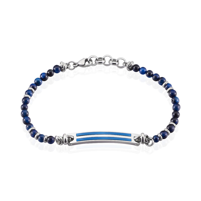 Herrenarmband Edelstahl Blauer Synthetischer Stein - Kugelarmbänder Herren | OROVIVO