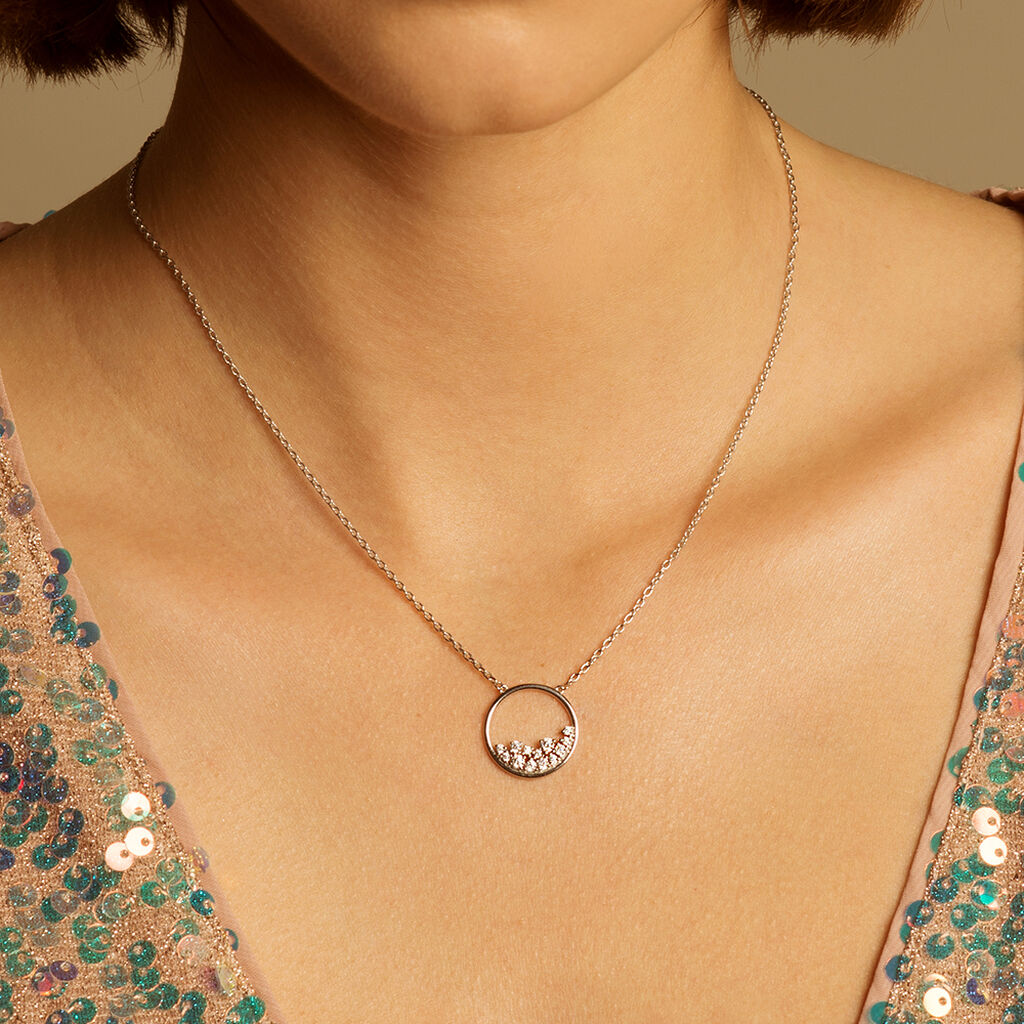 GOLANA Damen Collier Silber 925 Diamant Weiß 0,02 ct Kreis - Halsketten Damen | OROVIVO
