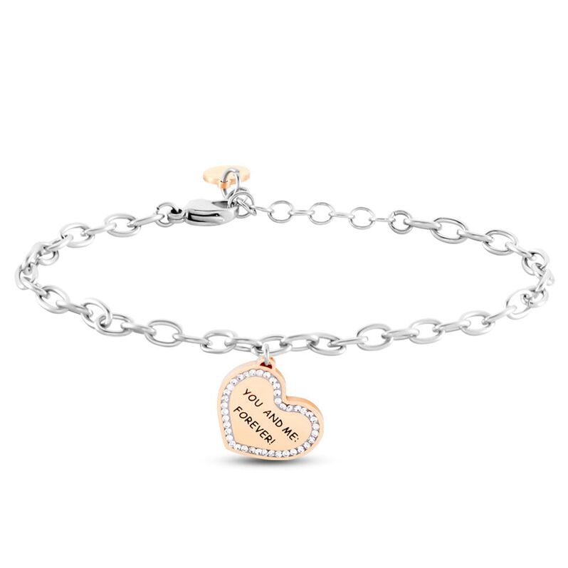 Bracciale Lady Message Acciaio Bicolore Love e Cristalli - Spannringe Damen | OROVIVO