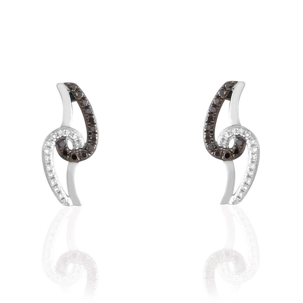 Boucles D'oreilles Puces Loriana Or Blanc Diamant - Spannringe Damen | OROVIVO