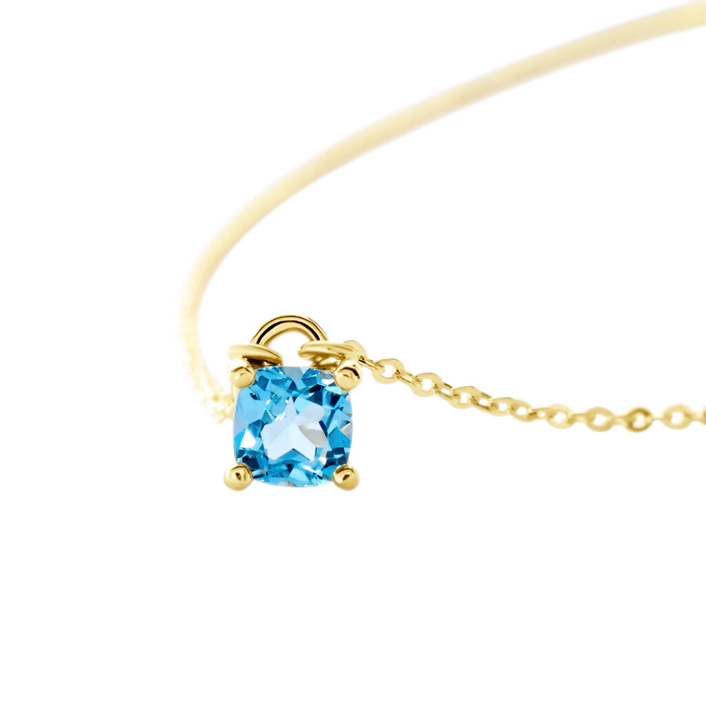 Oxicean Damen Collier Gold 375 (9 Karat) Zirkonia Blau Viereck