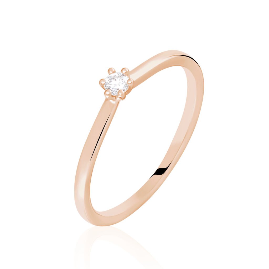 MERLE Damen Ring Rosegold 375 (9 Karat) Diamant Weiß 0,07 ct, Ring mit Stein
