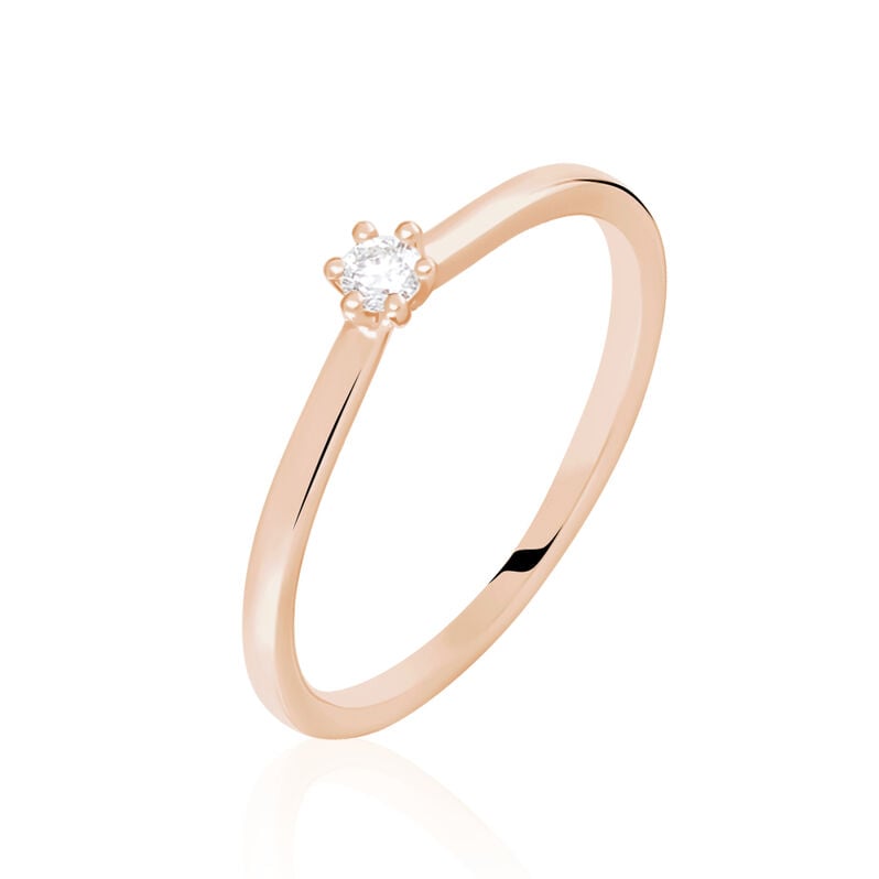 MERLE Damen Ring Rosegold 375 (9 Karat) Diamant Wei&szlig; 0,07 ct - Verlobungsringe Damen | OROVIVO