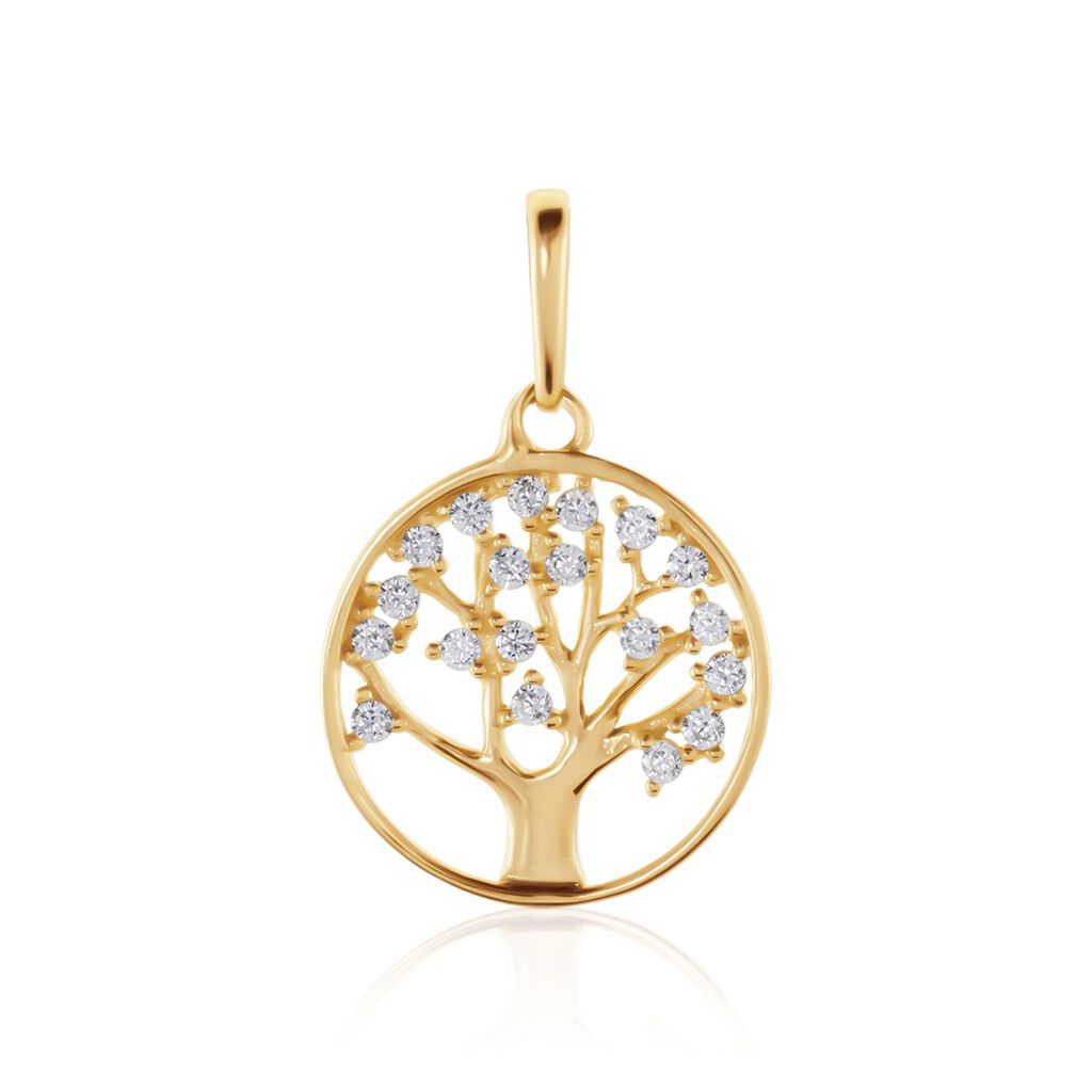 Anhänger Gold 375 Zirkonia Lebensbaum Ede Lebensbaum 8 , Anhänger mit Stein