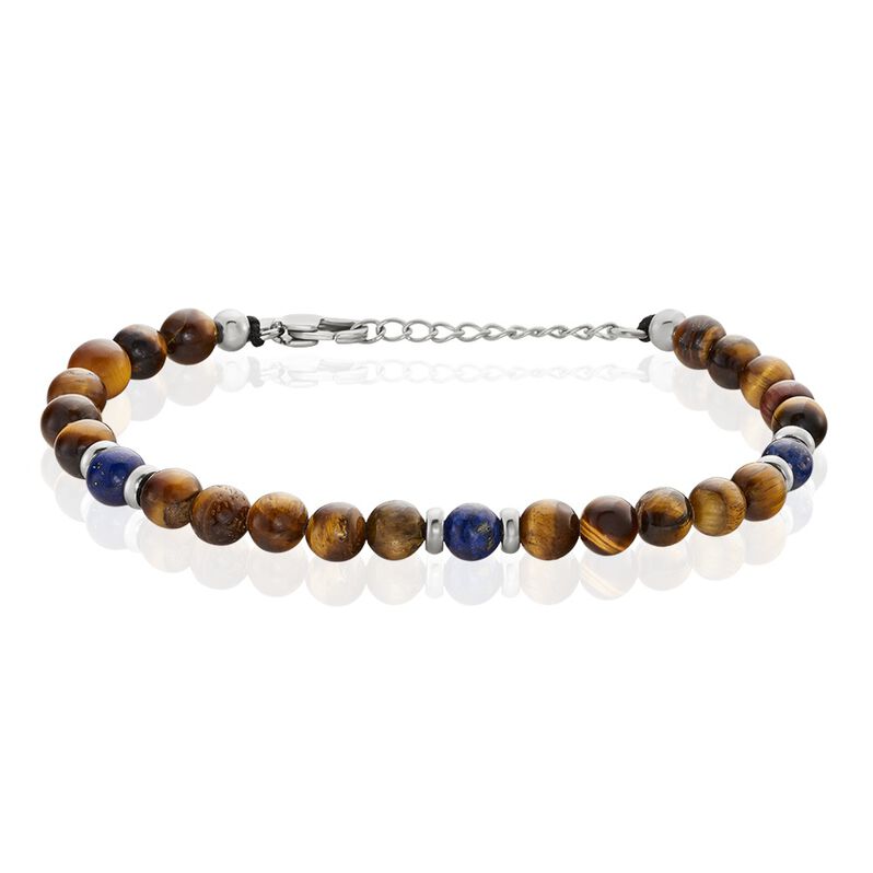 Bracelet Acier Weiss Delfino œil De Tigre Sodalite - Spannringe Herren | OROVIVO