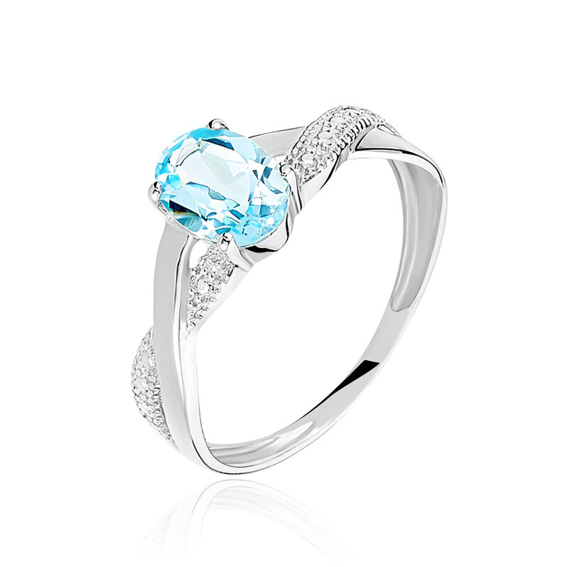 Damen Ring Weißgold 375 Topas Blau 0,93ct Welle Candice  - Solitärringe Damen | OROVIVO