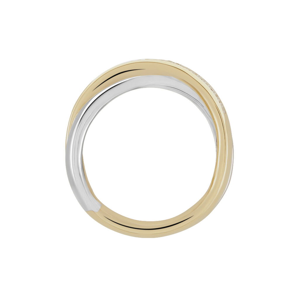 Bond Damen Ring Gold Bicolor Gelb/Silber 375 (9 Karat) Diamant Wei&szlig; 0,08 ct B 7,6 mm