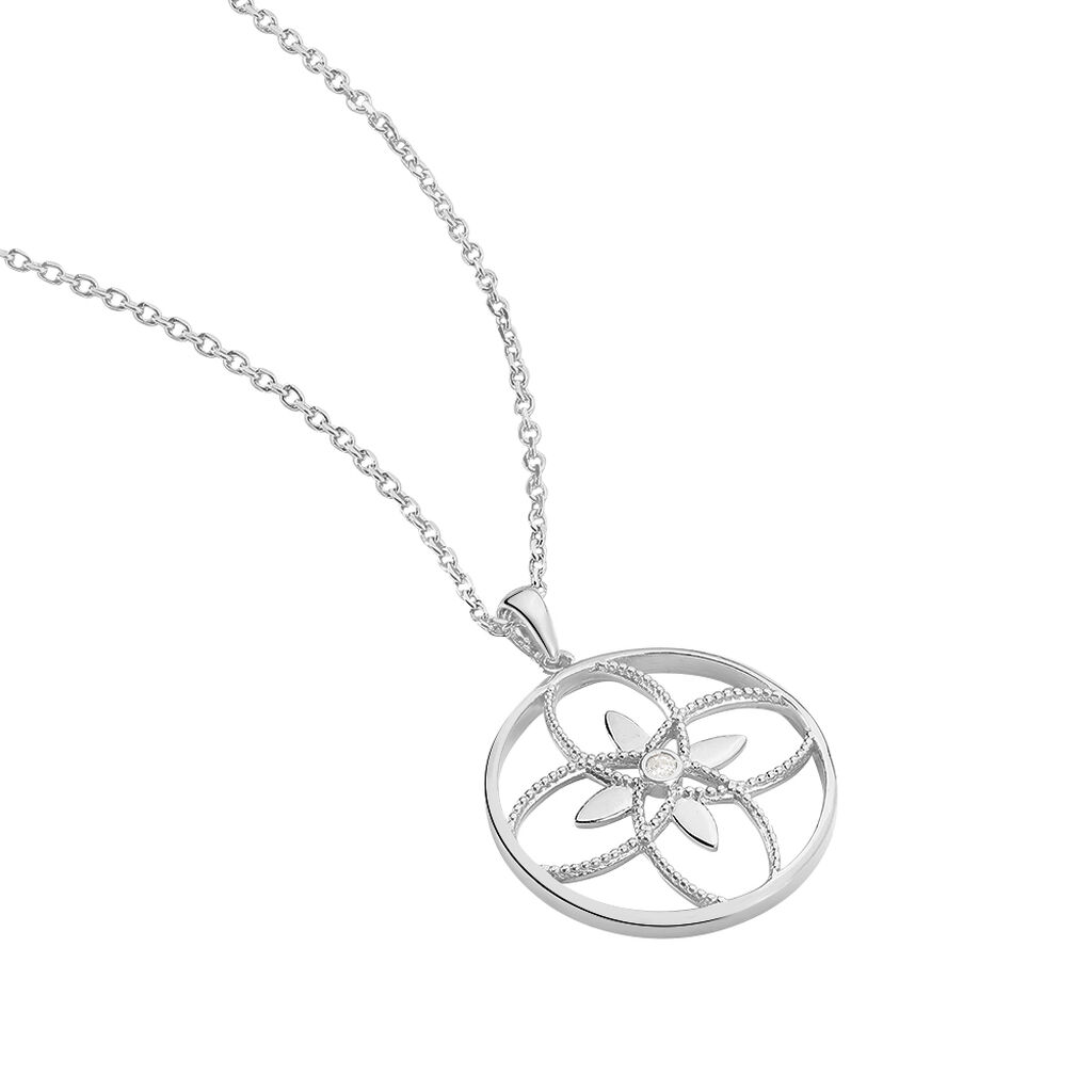 RALICA Damen Collier Silber 925 Zirkonia Wei&szlig; Blume