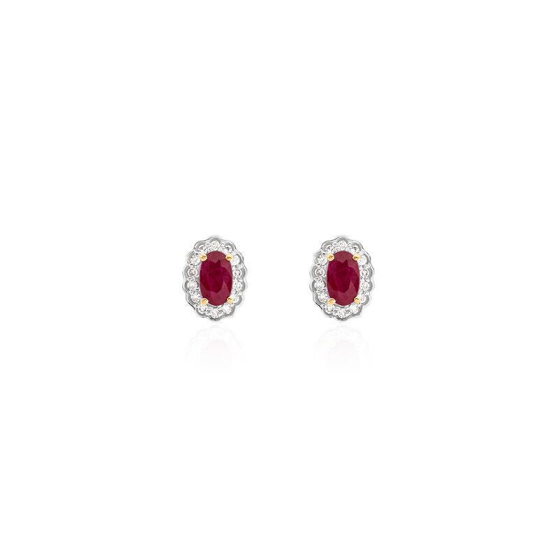 EDELGARD Damen Ohrstecker Gold 585 (14 Karat) Rubin Rot 0,7 ct Oval - Ohrstecker Damen | OROVIVO