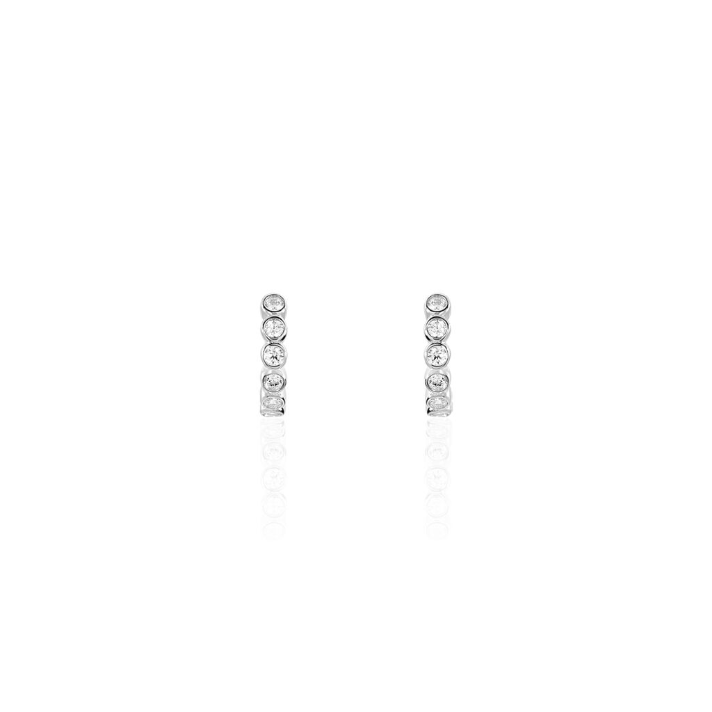 STEFFI Damen Creolen Silber 925 Zirkonia Wei&szlig; 0,04 ct B 1,04 mm