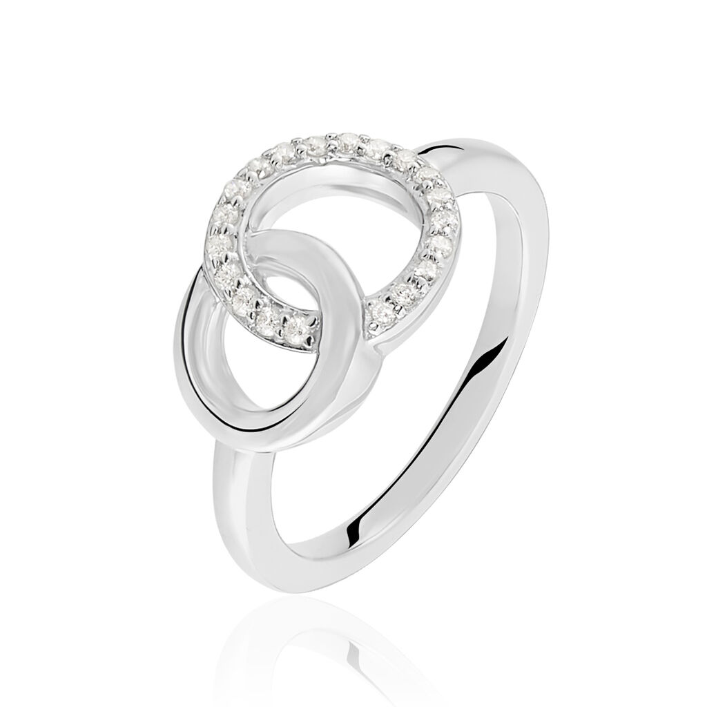 VALERIA Damen Ring Silber 925 Zirkonia Weiß Doppelkreis, Ring mit Stein