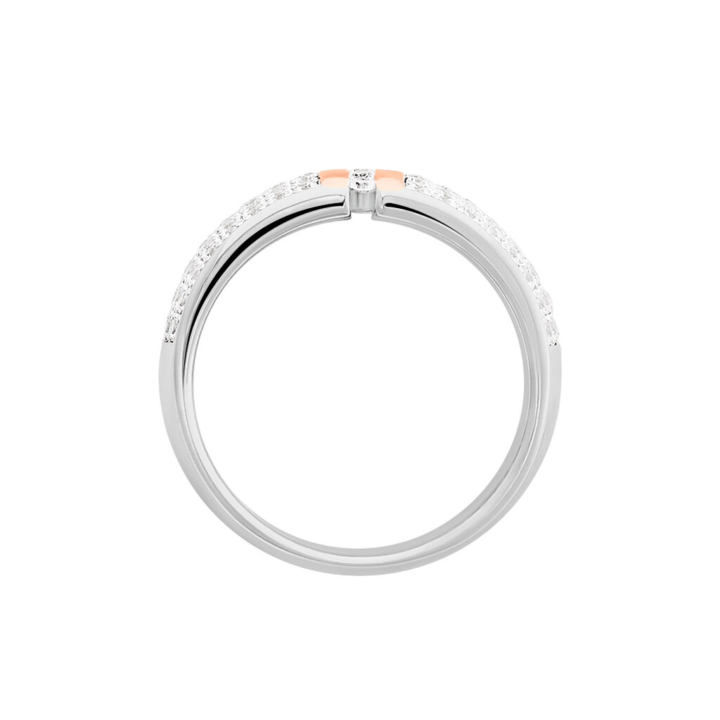 Damenring Silber 925 Bicolor Vergoldet Zirkonia  - Ringe mit Stein Damen | OROVIVO