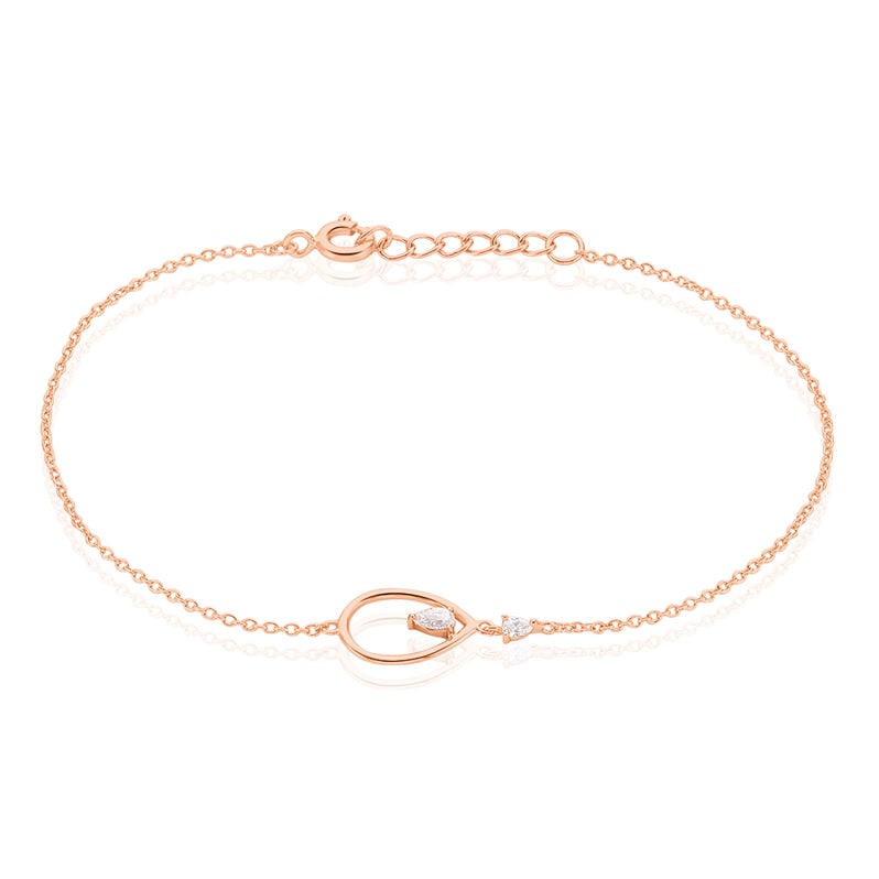 MARIE 2 Damen Armband Silber rosevergoldet 925 Zirkonia Wei&szlig; 0,04 ct Tropfen - Armb&auml;nder mit Anh&auml;nger Damen | OROVIVO