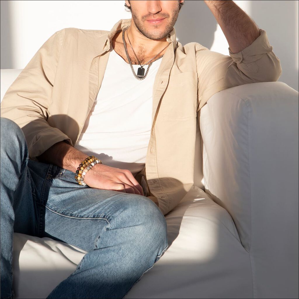 Herren Panzerkette Edelstahl Grau Matt  - Halsketten Herren | OROVIVO