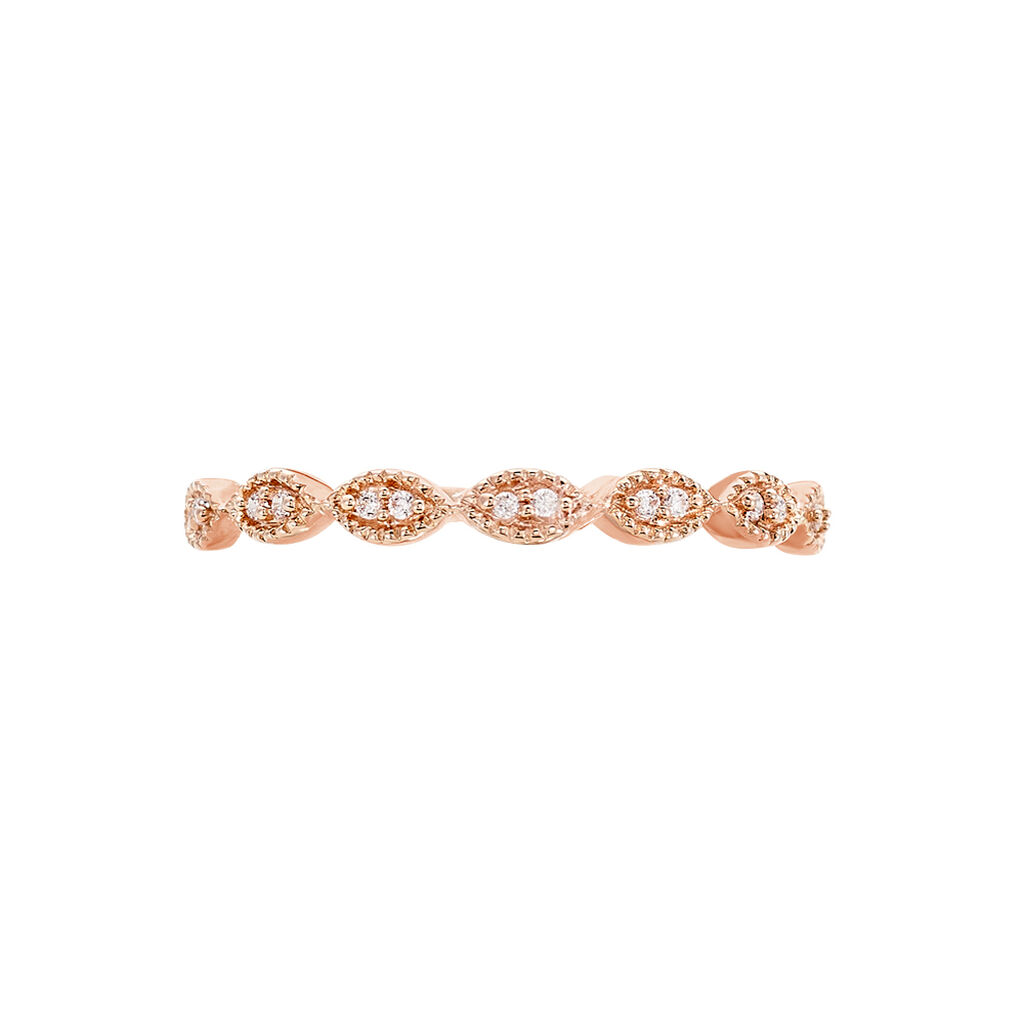 HESTIA Damen Ring Rosegold 375 (9 Karat) Zirkonia Wei&szlig; Tropfen