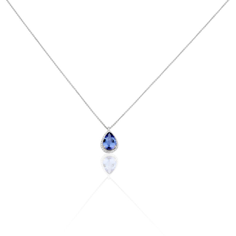 Damen Collier Weißgold 585 Tropfen Blau Geometrisch Ocean 2 4,5cm - Halsketten Damen | OROVIVO