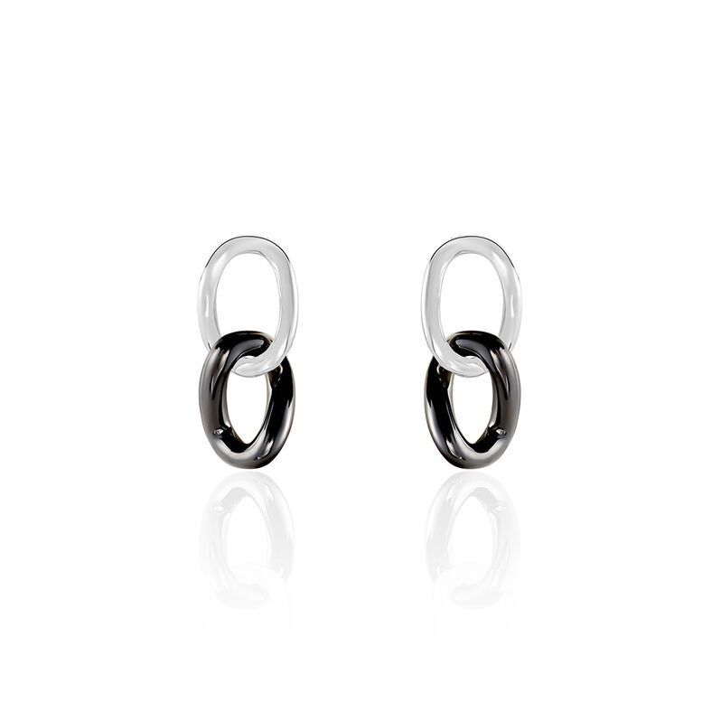 Boucles D'oreilles Pendantes Korey Argent Weiss Céramique - Spannringe Damen | OROVIVO