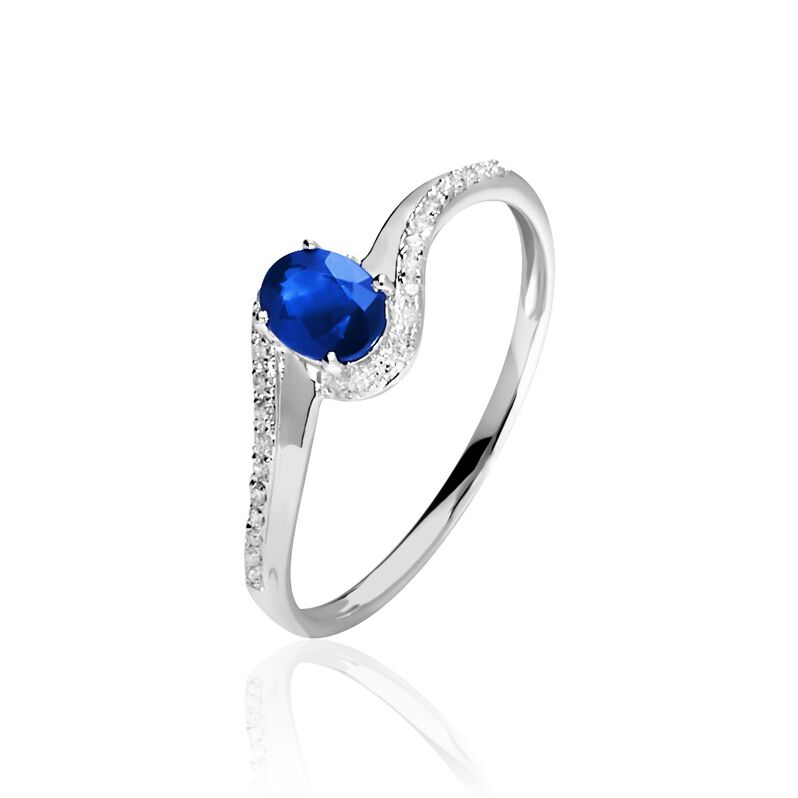 Bague Or Blanc Saphir Et Diamant - Spannringe Damen | OROVIVO
