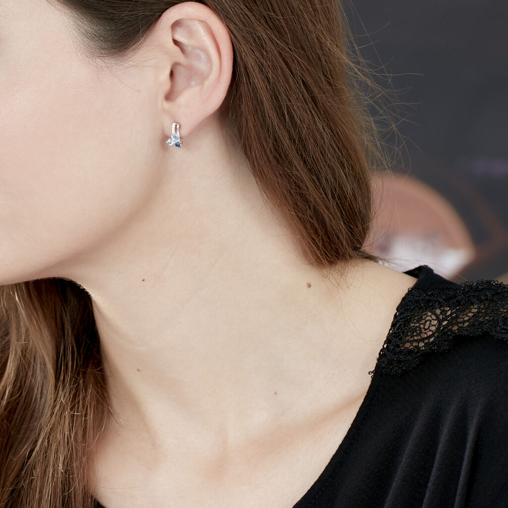 Boucles D'oreilles Puces Urane Or Blanc Topaze - Spannringe Damen | OROVIVO