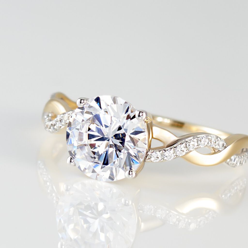 Bague Solitaire Caralyn Or Jaune Oxyde De Zirconium - Spannringe Damen | OROVIVO