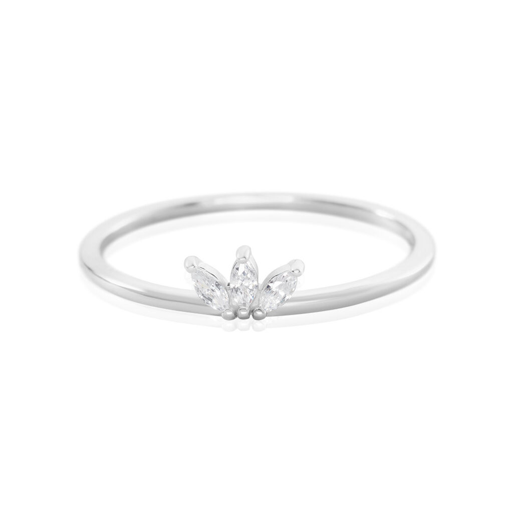 EIRA Damen Ring Silber 925 Zirkonia Weiß 0,04 ct Blume, Ring mit Stein