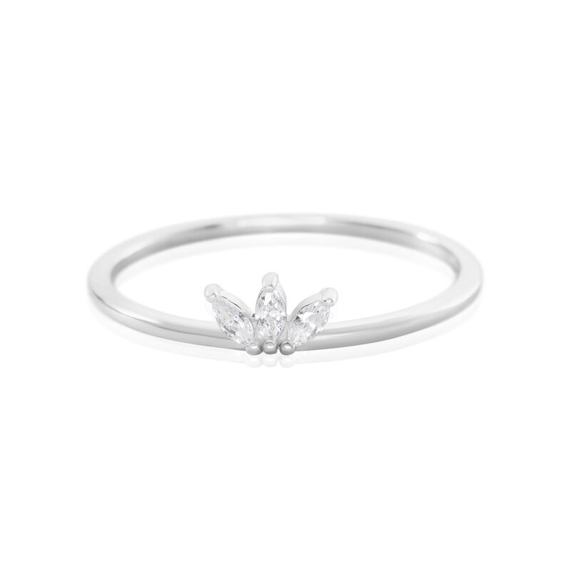 EIRA Damen Ring Silber 925 Zirkonia Wei&szlig; 0,04 ct Blume - Ringe mit Stein Damen | OROVIVO