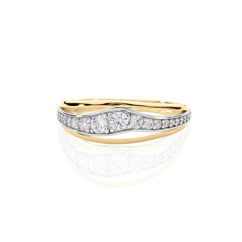 RETA Damen Ring Gold Bicolor Gold/Silber 375 (9 Karat) Andere Steine Wei&szlig; - Ringe mit Stein Damen | OROVIVO
