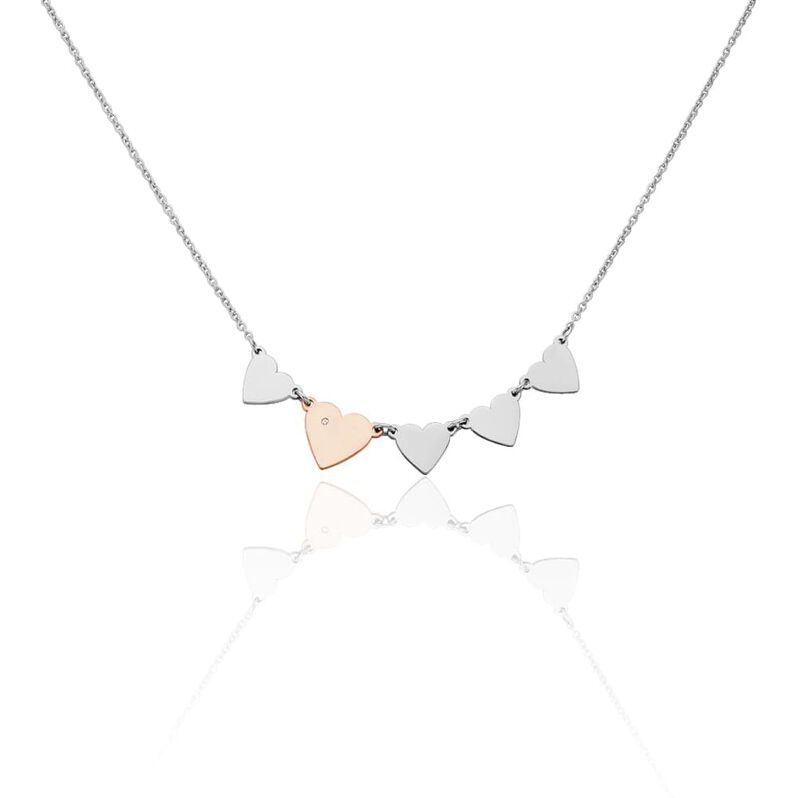 Collana in acciaio bicolore e strass con charm Cuore - Spannringe Damen | OROVIVO