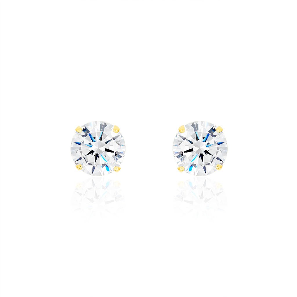 KRAPPE 4 Damen Ohrstecker Gold 375 (9 Karat) Zirkonia Weiß 4,7 ct Kreis, Ohrstecker mit Stein