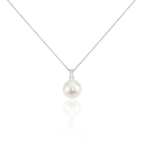 Damen Halskette Weißgold 375 Zuchtperle Diamanten - Halsketten Damen | OROVIVO