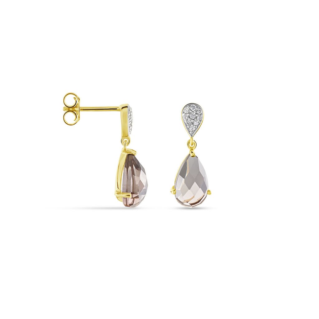 EVITTA Damen Ohrringe Lang Silber vergoldet 925 Andere Steine Kastanienbraun 2,85 ct