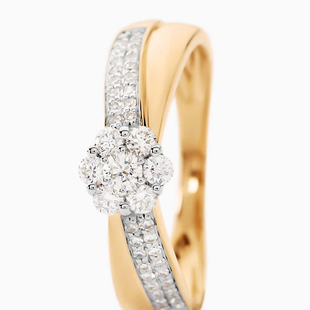 Bague Magnolia Croisee Or Jaune Diamant - Spannringe Damen | OROVIVO
