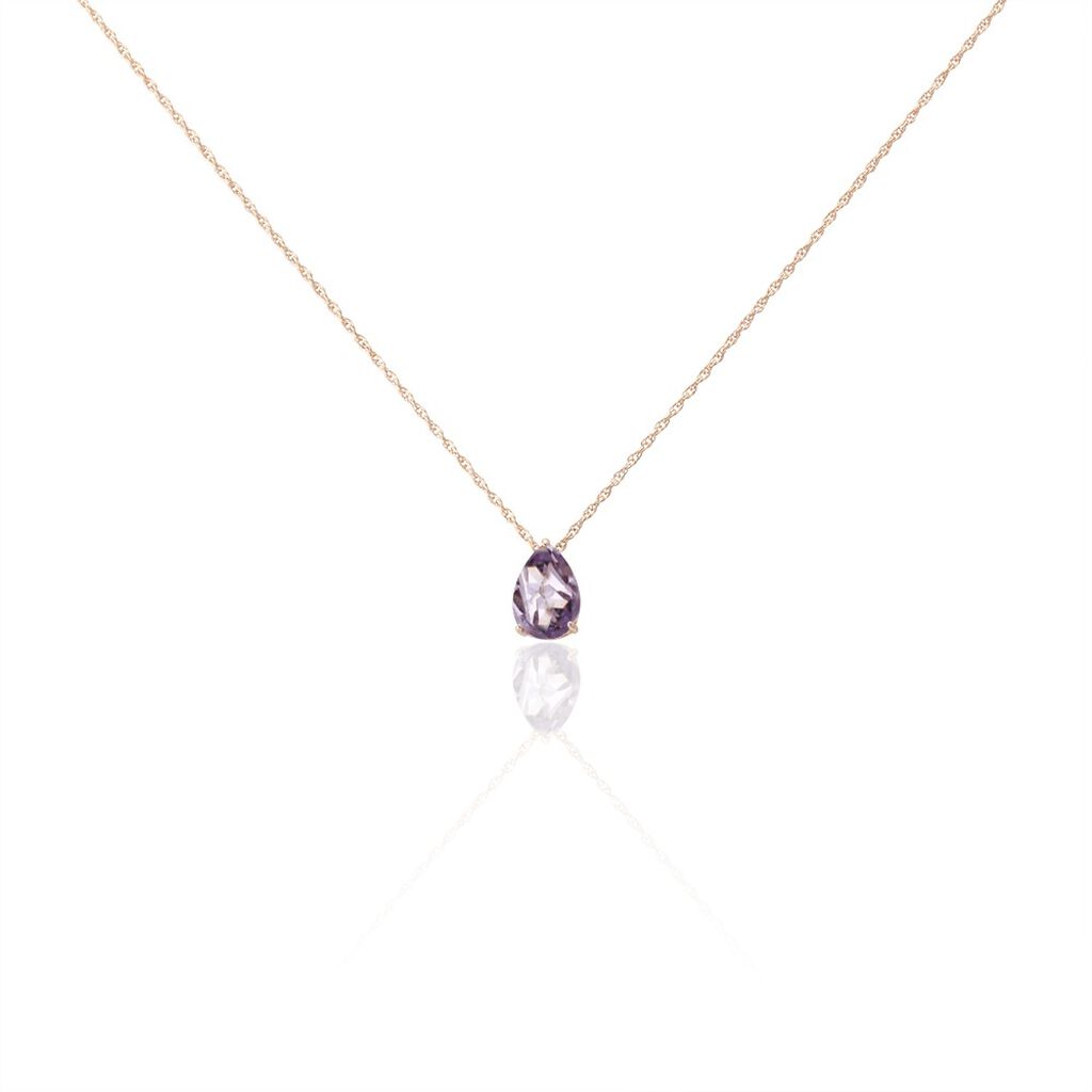 🦚 Damen Collier Silber rosevergoldet 925 Amethyst Violett 1,41ct Roswita, Collier mit Stein