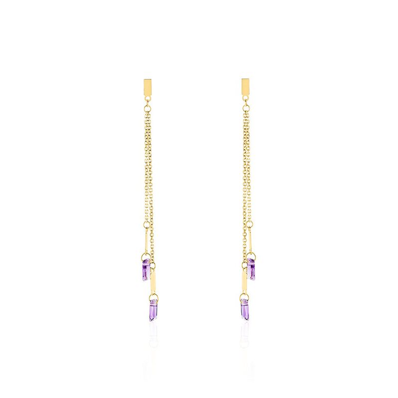 Bijoux D'oreilles Lavender Or Jaune Améthyste - Spannringe Damen | OROVIVO