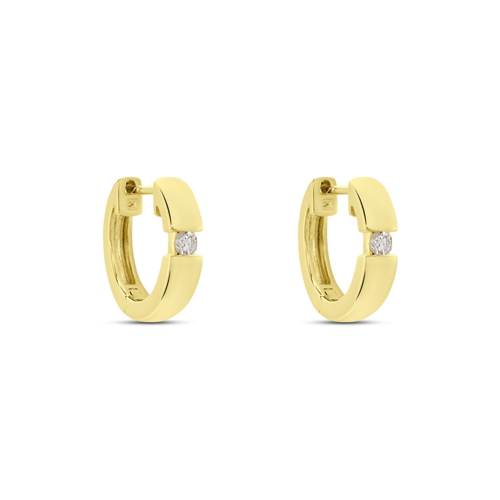 Damen Creolen Gold 375 Diamant 0,07ct Kreis Valencia 12,00mm  - Creolen Damen | OROVIVO