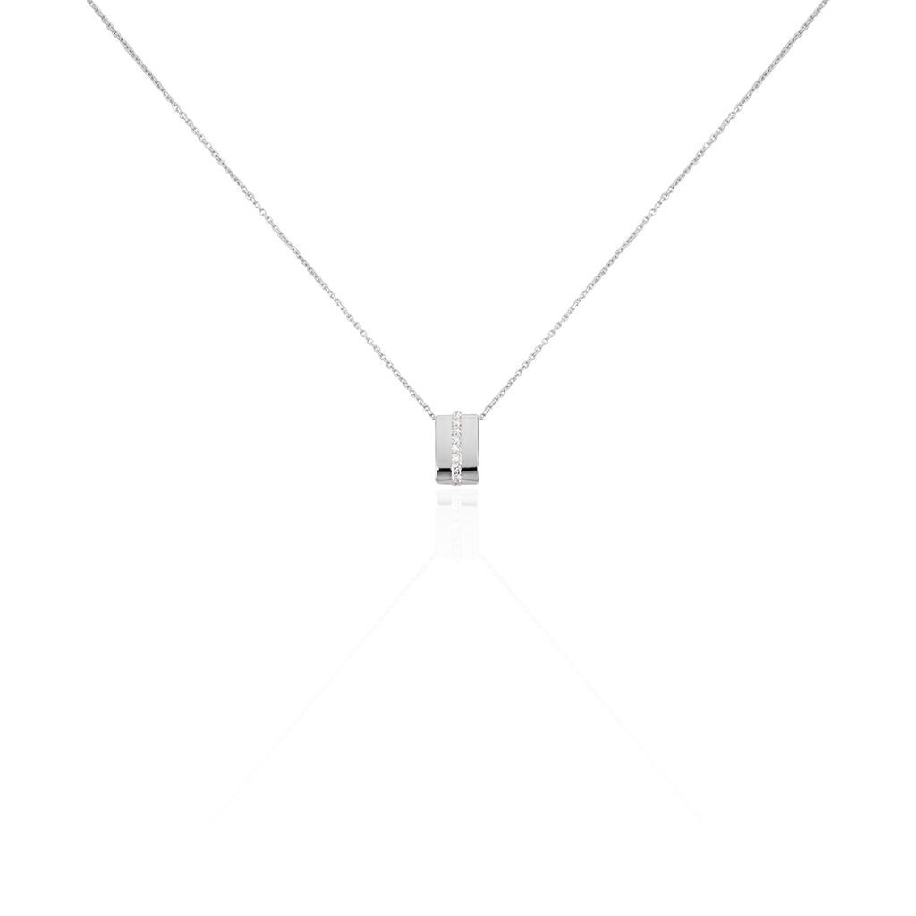 KATIANA Damen Collier Weißgold 375 (9 Karat) Zirkonia Weiß 0,13 ct, Collier mit Stein