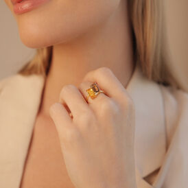 Damenring Silber 925 Vergoldet Quarz Citrin - Ringe mit Edelsteinen Damen | OROVIVO