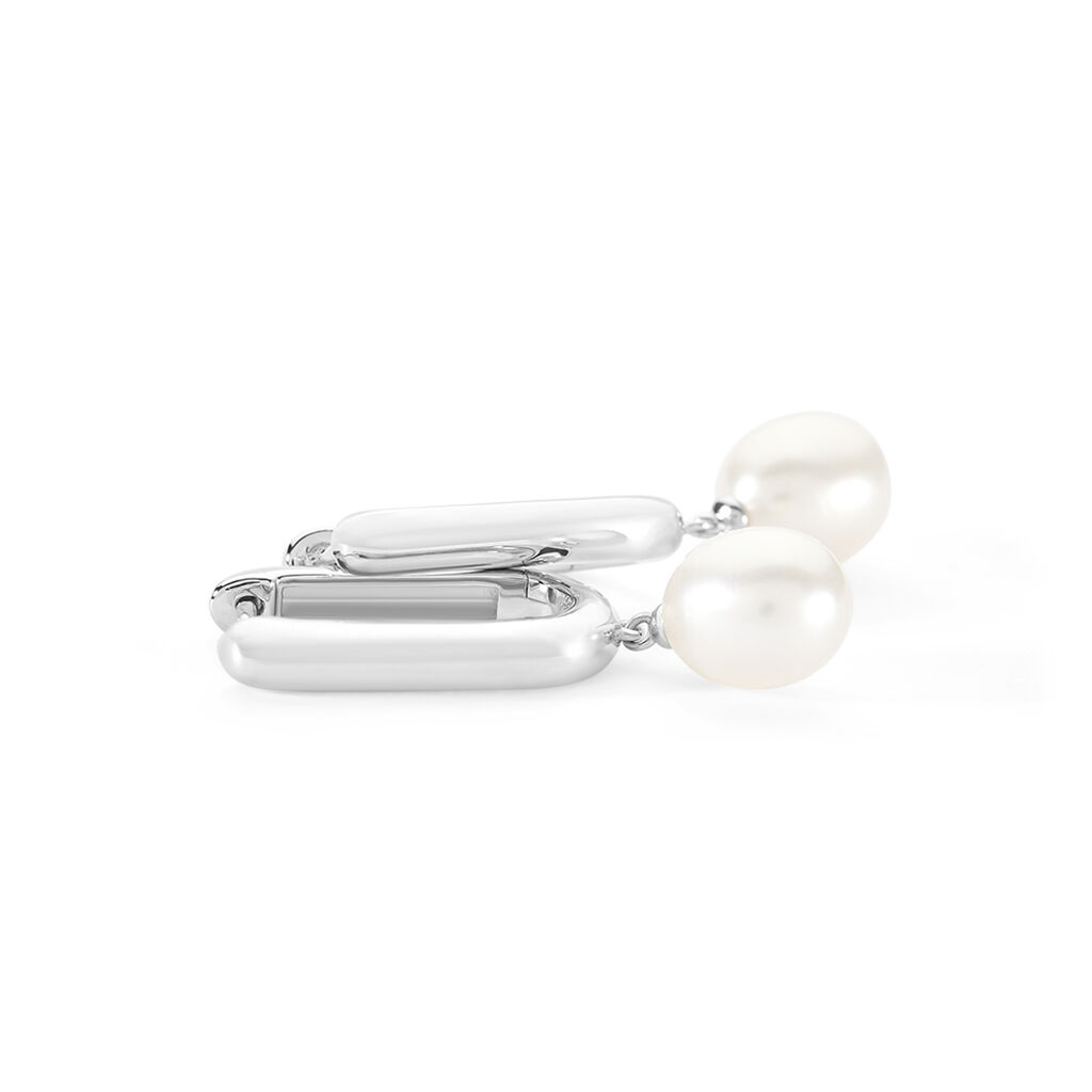 Tayla Damen Creolen Silber 925 Zuchtperle Wei&szlig; 1,28 ct