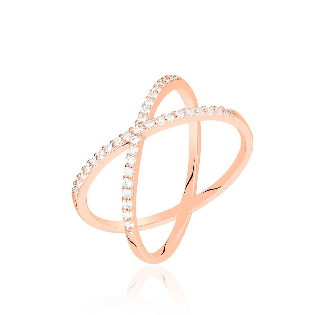 TINY TREASURES 2 Damen Ring Silber rosevergoldet 925 Zirkonia Wei&szlig; 0,66 ct