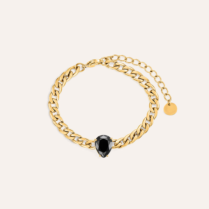 Bracciale Catena Radiance Acciaio Dorato Cristallo - Spannringe Damen | OROVIVO