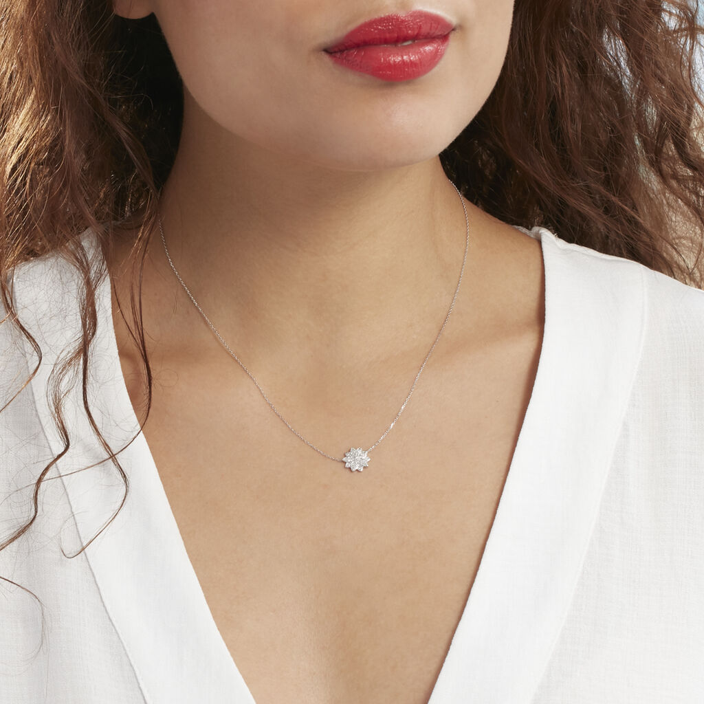 Collier Or Weiss Norria Forme Fleur Diam - Spannringe Damen | OROVIVO
