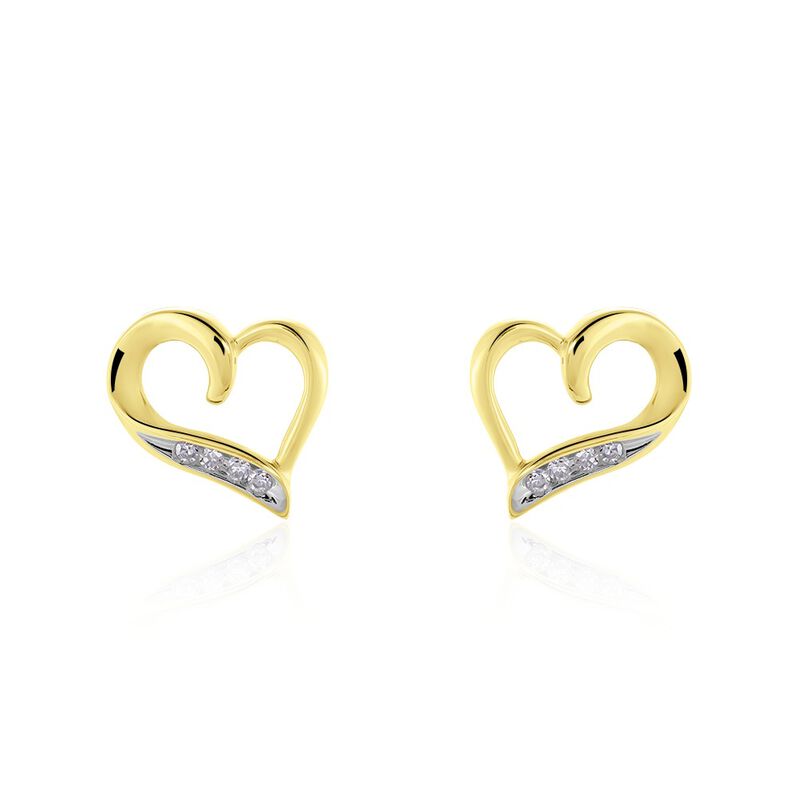Herz Hanne Damen Ohrstecker Gold 375 (9 Karat) Diamant Wei&szlig; 0,04 ct Herz - Ohrstecker Damen | OROVIVO