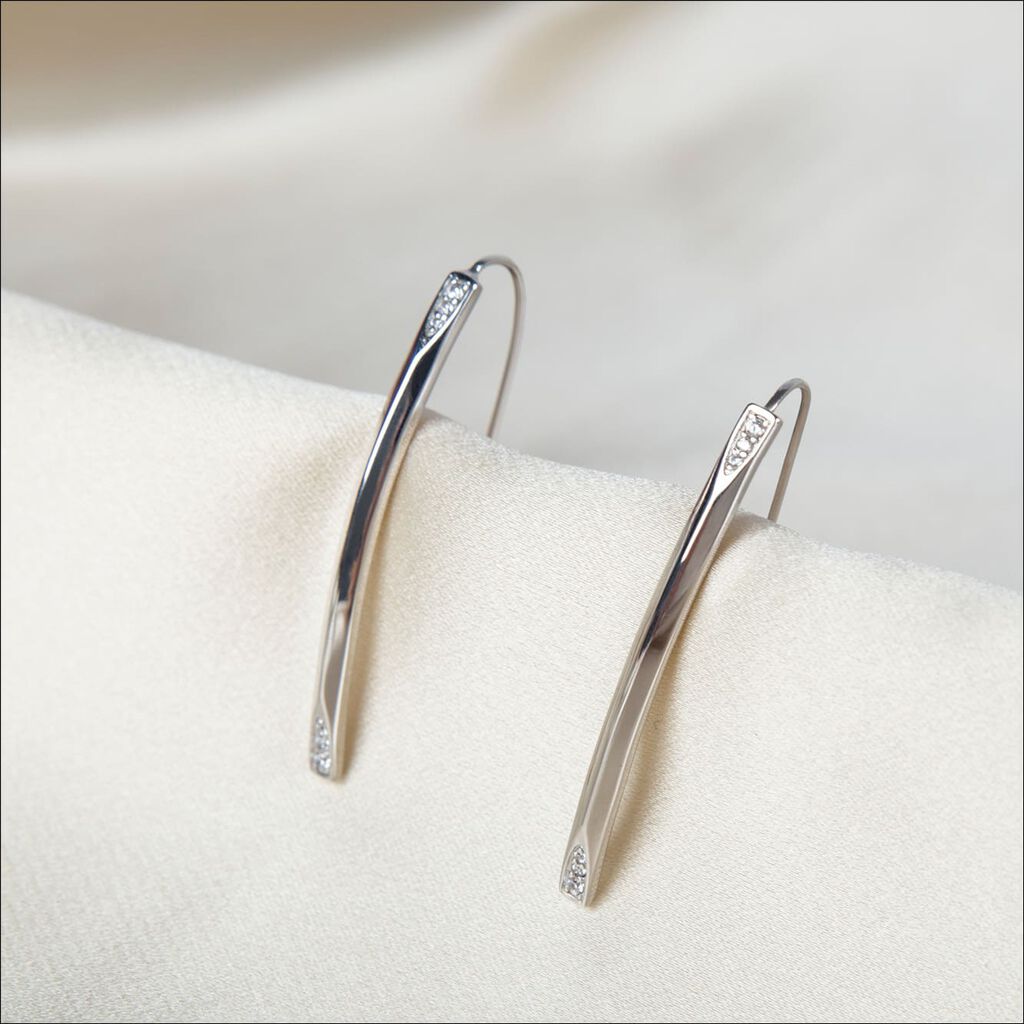 Damen Ohrringe Lang Silber 925 Zirkonia Zaid  - Ohrhänger Damen | OROVIVO